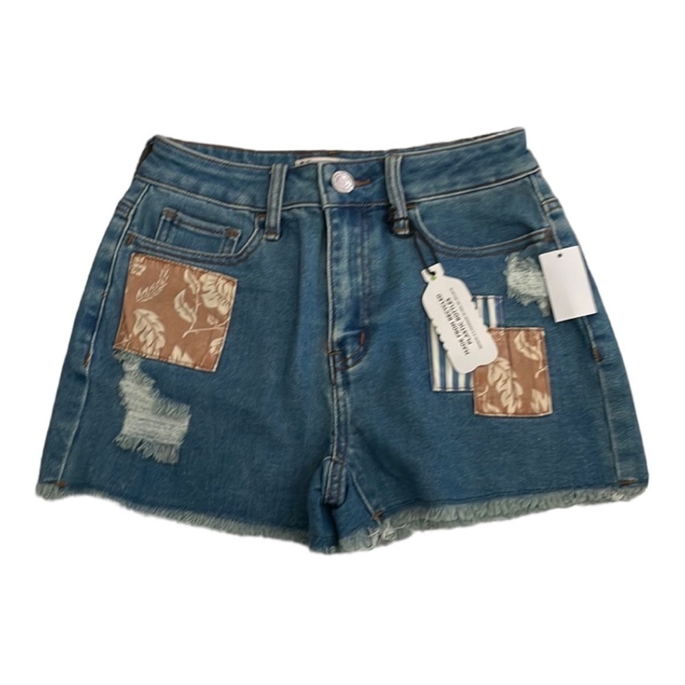♥️so♥️blue frayed patchwork shorts size (3/26) - Picture 1 of 4